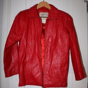 Women's Red Leather Jacket Size Medium